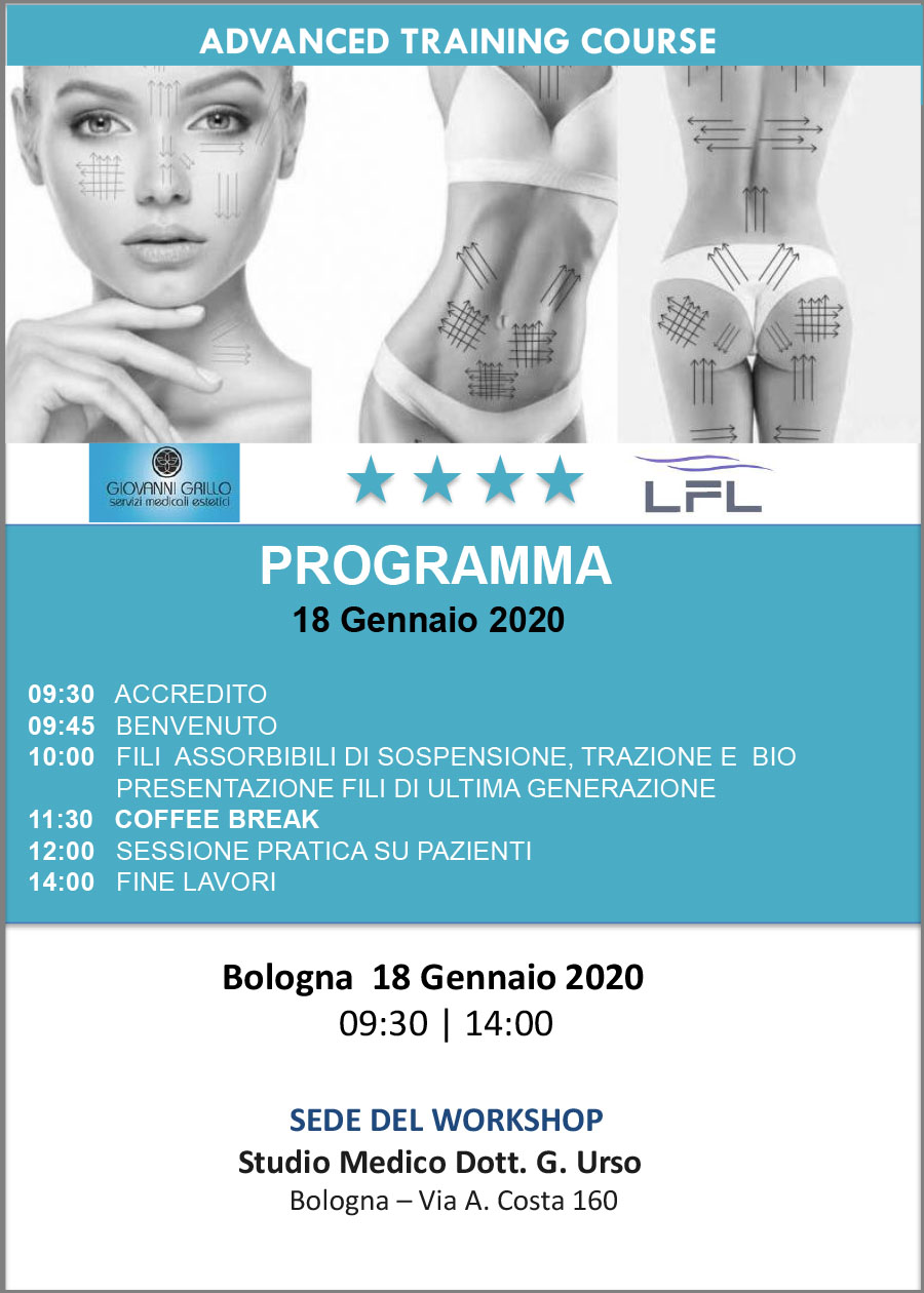 Programma Corso tecniche d’impianto fili viso e corpo – Bologna il 18-01-2020